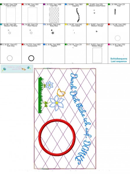 Stickdatei Mug Rugs "Danke" für Erzieher und Lehrer 16x26 cm Rahmen ITH