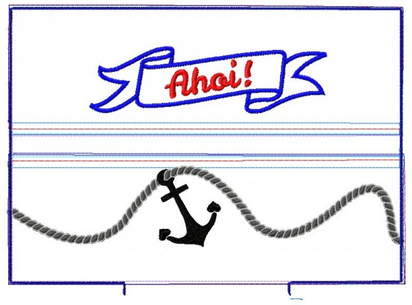 Stickdatei Feuchttücher *Ahoibanner mit Anker und Kordel* - 18x30 cm