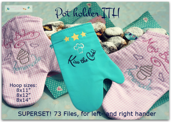 Stickdatei Topfhandschuhe ITH für große Rahmen