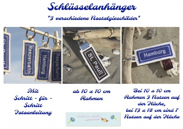 Stickdatei Schlüsselanhänge Nostalgieschilder