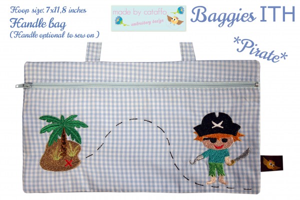 ITH Stickdatei Baggie *Pirat auf Schatzsuche* - 18x30 cm