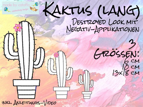 Embroidery design negative application"Cactus" for 4 x 4 " hoop