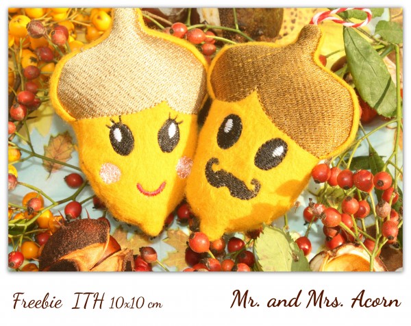Freebie Stickdatei Eichel ITH 10x10 cm
