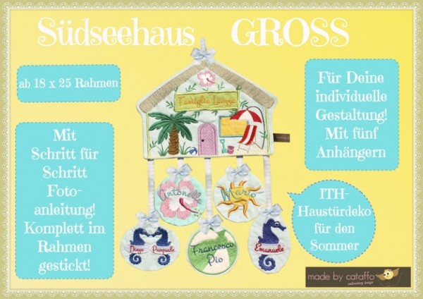 Stickdatei "Südseehaus" Haustürschild ITH 18x30cm