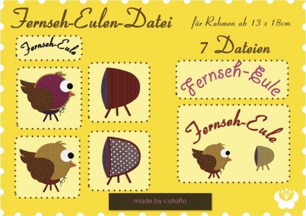 Stickdatei Fernseheule - für 13x18cm