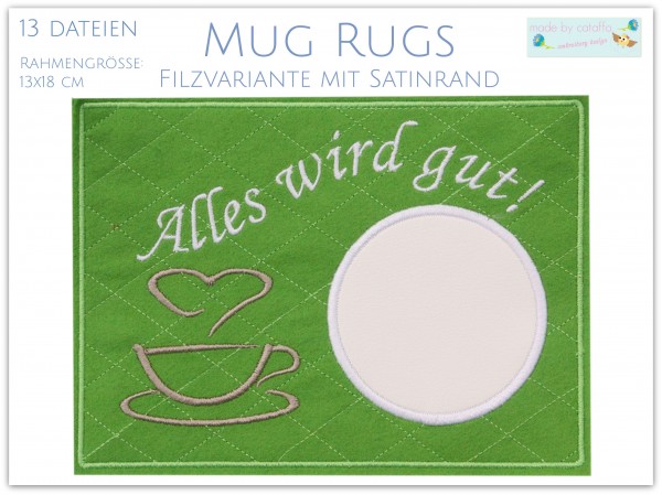 Embroidery file "Mug Rugs" ITH 5.1 x 7" with satin border
