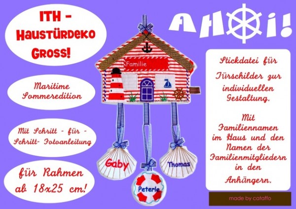 Stickdatei "AHOI" Haustürschild ITH 18x30cm