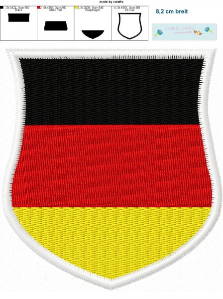 Stickdatei für Flaggen Buttons - Trikot Pimper -Deutschlandherz