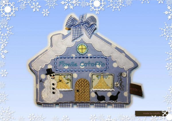 Stickdatei "Schneeflöckchen" Hausschild ITH 16x26cm Winterhaus