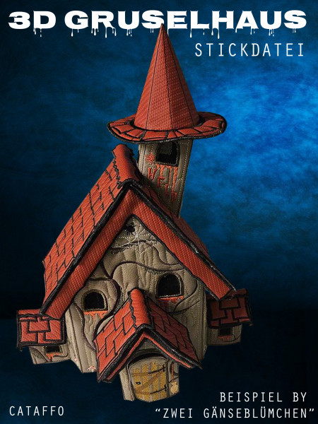Stickdatei 3D-Gruselhaus - Bauset für Rahmen ab 16x26 cm