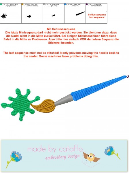 Embroidery design "brush and ink blot" 4x4"