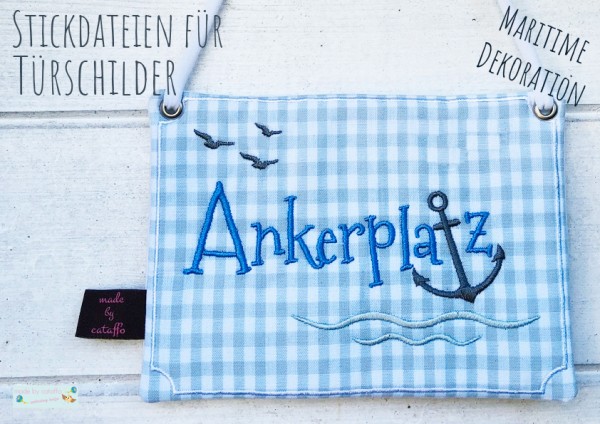 "Maritime Türschilder" ITH Stickdatei 13x18 cm