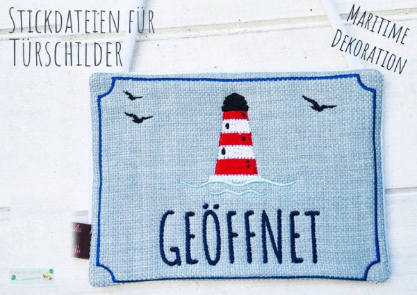 "Maritime Türschilder" ITH Stickdatei 13x18 cm