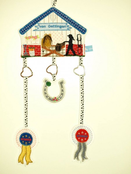Embroidery design "horse stable" door hanger ITH 5,1" x 7"