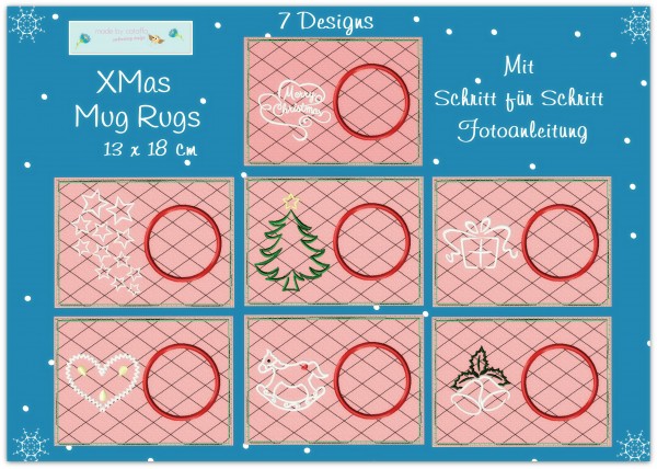 Stickdatei für Xmas Mug Rugs ITH 13x18 cm