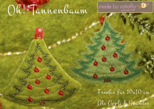 Freebie Stickdatei Tannenbaum 10x10 cm