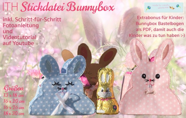 Embroidery file 6.3x10.3"Bunnybox from 5x7" including craft sheet
