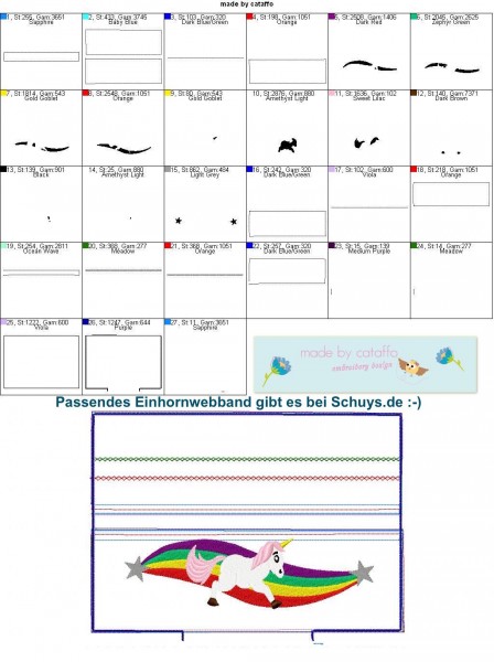 Stickdatei Feuchttücher *Einhorn* - 18x30 cm