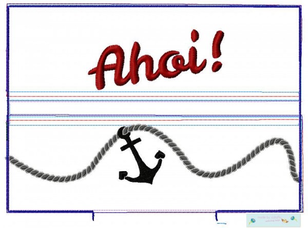 Stickdatei Feuchttücher *Ahoi mit Anker und Kordel* - 18x30 cm