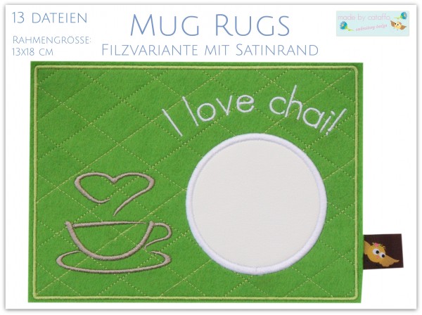 Embroidery file "Mug Rugs" ITH 5.1 x 7" with satin border