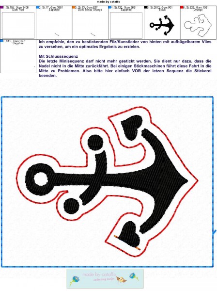 Stickdatei Schlüsselanhänger Anker