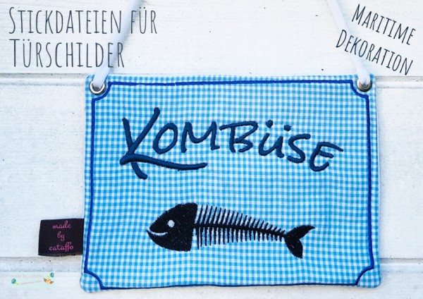 "Maritime Türschilder" ITH Stickdatei 13x18 cm