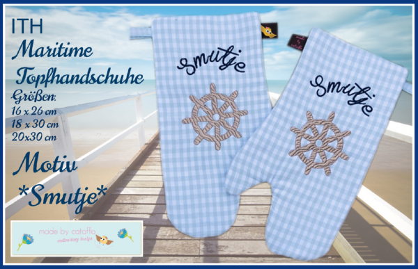 Embroidery design maritime Kitchen gloves ITH for 6.2x10.2" hoops and bigger *Smutje*