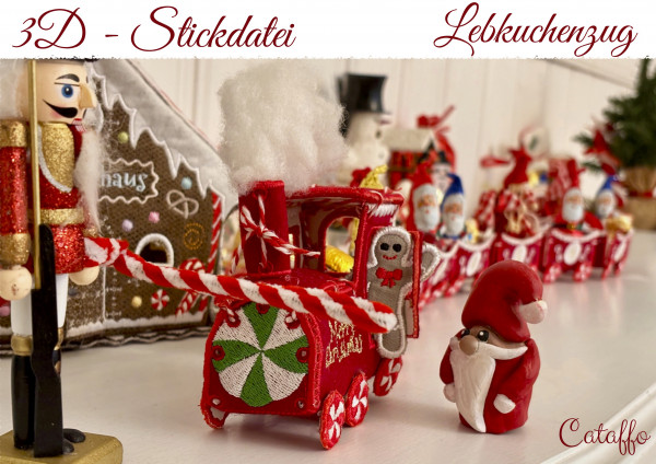 Stickdatei 3D-Lebkuchenzug - Bauset für Rahmen ab 13x18 cm