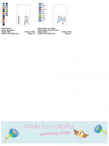 Stickdatei Mutterpässe Stoff ITH 18x30 cm