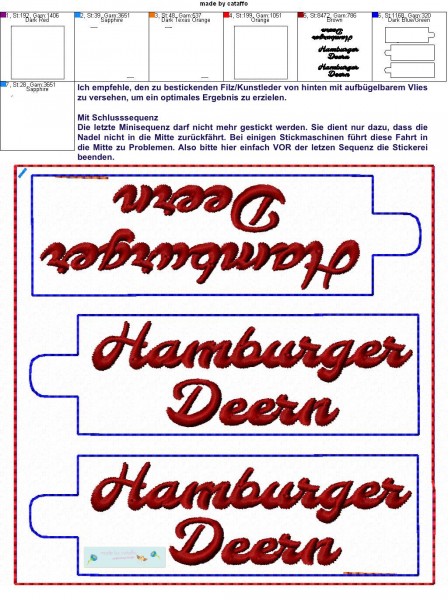Stickdatei Schlüsselanhänger Hamburger Deern + Hamburger Jung