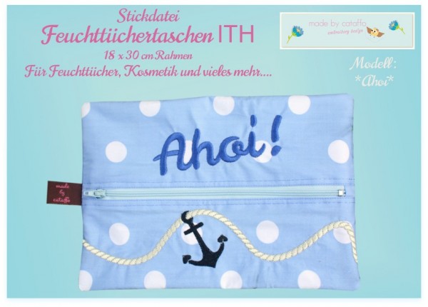 Stickdatei Feuchttücher *Ahoi mit Anker und Kordel* - 18x30 cm