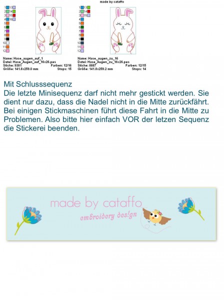 Stickdatei Häschen ITH - 16x26 cm