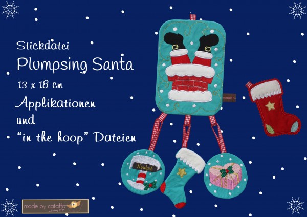 Stickdatei "Plumpsing Santa" Hausschild 13X18cm *SUPERSET*