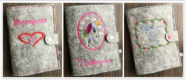 Stickdatei Mutterpässe Filz ITH 18x30 cm