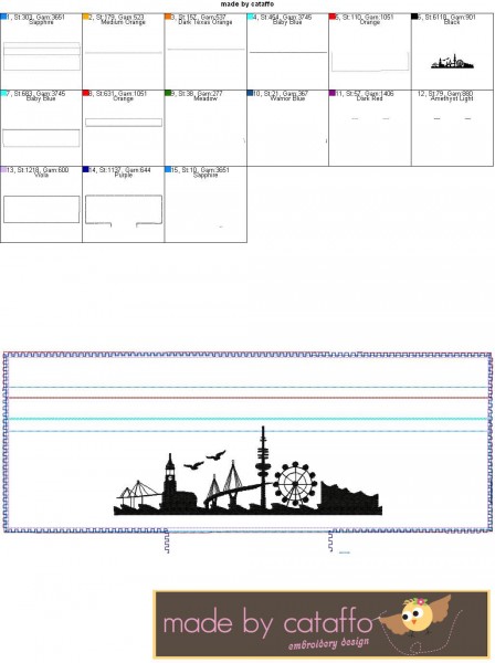 ITH Stickdatei Baggie *HH-Skyline* - 13x30 cm