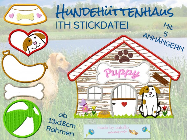 Embroidery design Doghouse ITH for 5 x 7 " hoop