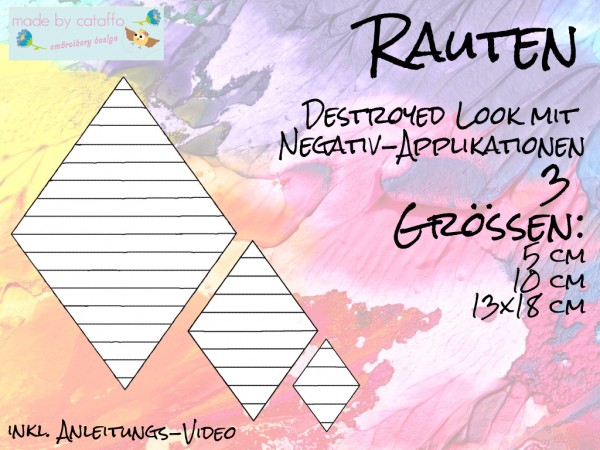 Stickdatei Negativ-Applikation "Raute" ab 10 x 10 cm