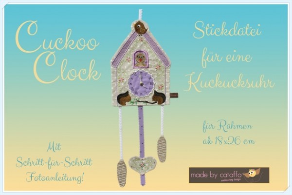 Cuckoo Clock Embroidery design Kuckucksuhr for Rahmen ab 7" x 10.2"