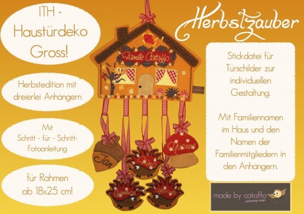 Stickdatei "Herbstzauber" Haustürschild ITH 18x30cm