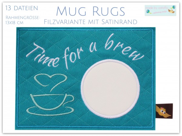 Embroidery file "Mug Rugs" ITH 5.1 x 7" with satin border