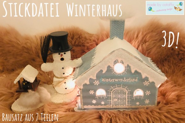 Stickdatei 3D-Winterhaus - Bauset für Rahmen ab 16x26 cm