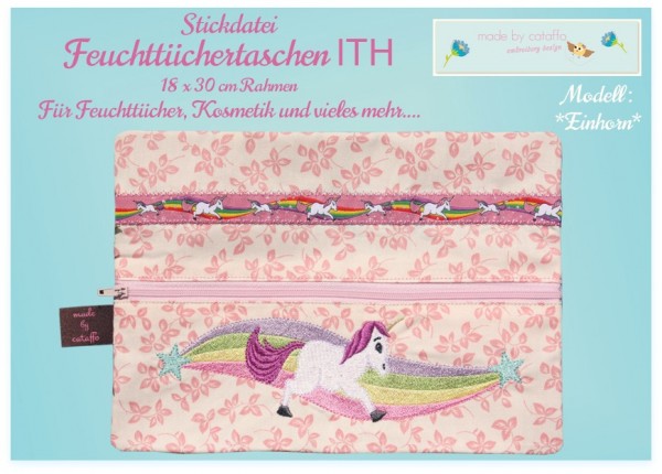 Stickdatei Feuchttücher *Einhorn* - 18x30 cm