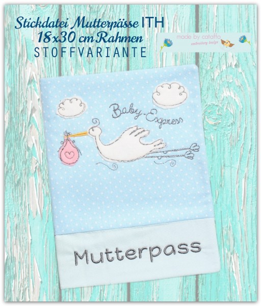 Stickdatei Mutterpässe Stoff ITH 18x30 cm