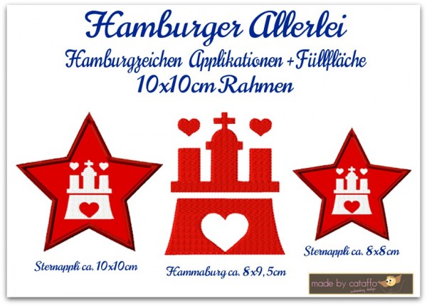 Stickdatei Hamburger Allerlei- Hamburgzeichen Herz 10x10cm