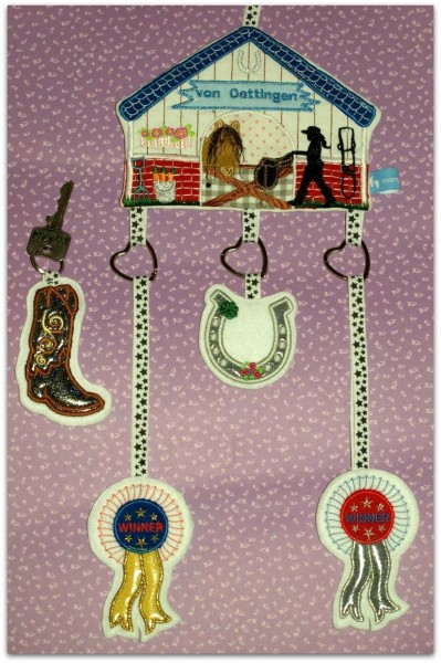 Embroidery design "horse stable" door hanger ITH 5,1" x 7"