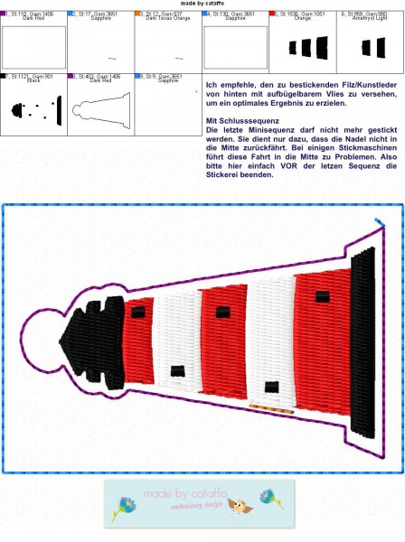 Stickdatei Schlüsselanhänger Leuchtturm
