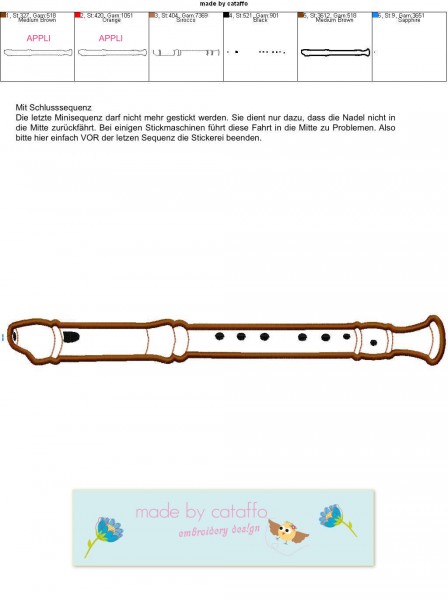 Embroidery design flute