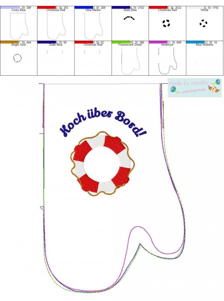 Embroidery design maritime Kitchen gloves ITH for 6.2x10.2" hoops and bigger *Lifebelt*