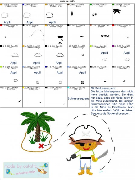 Stickdatei Pirat auf Schatzsuche 13x18 cm