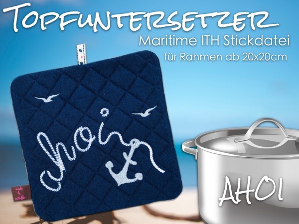 mbroidery design maritime pot mats ITH for 7.8.2x7.8" hoops and bigger "Ahoi"